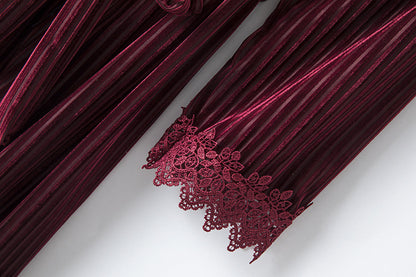 Long-sleeved Sexy Nightgown With Chest Pad