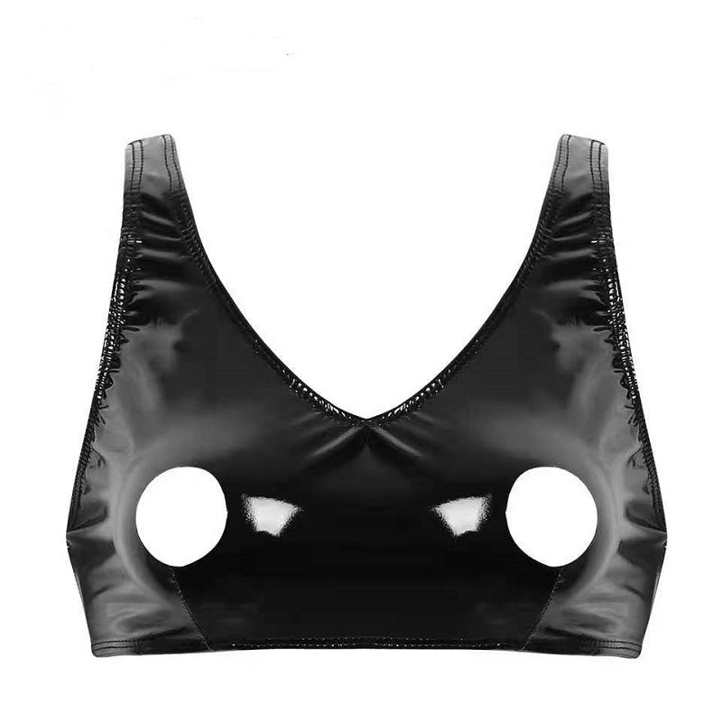 Cutout Bra and Panty Set Shiny Leather Set
