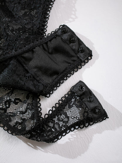 European And American Style Lace See-through Sexy Lingerie Slim-fitting New Jumpsuit For Women