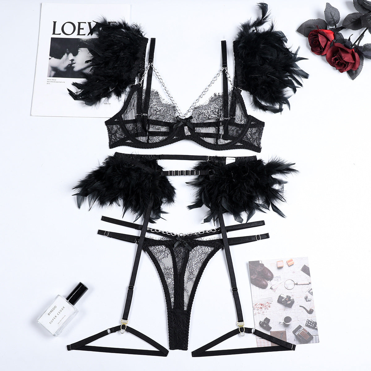 Feather Chains Lace Sexy Lingerie