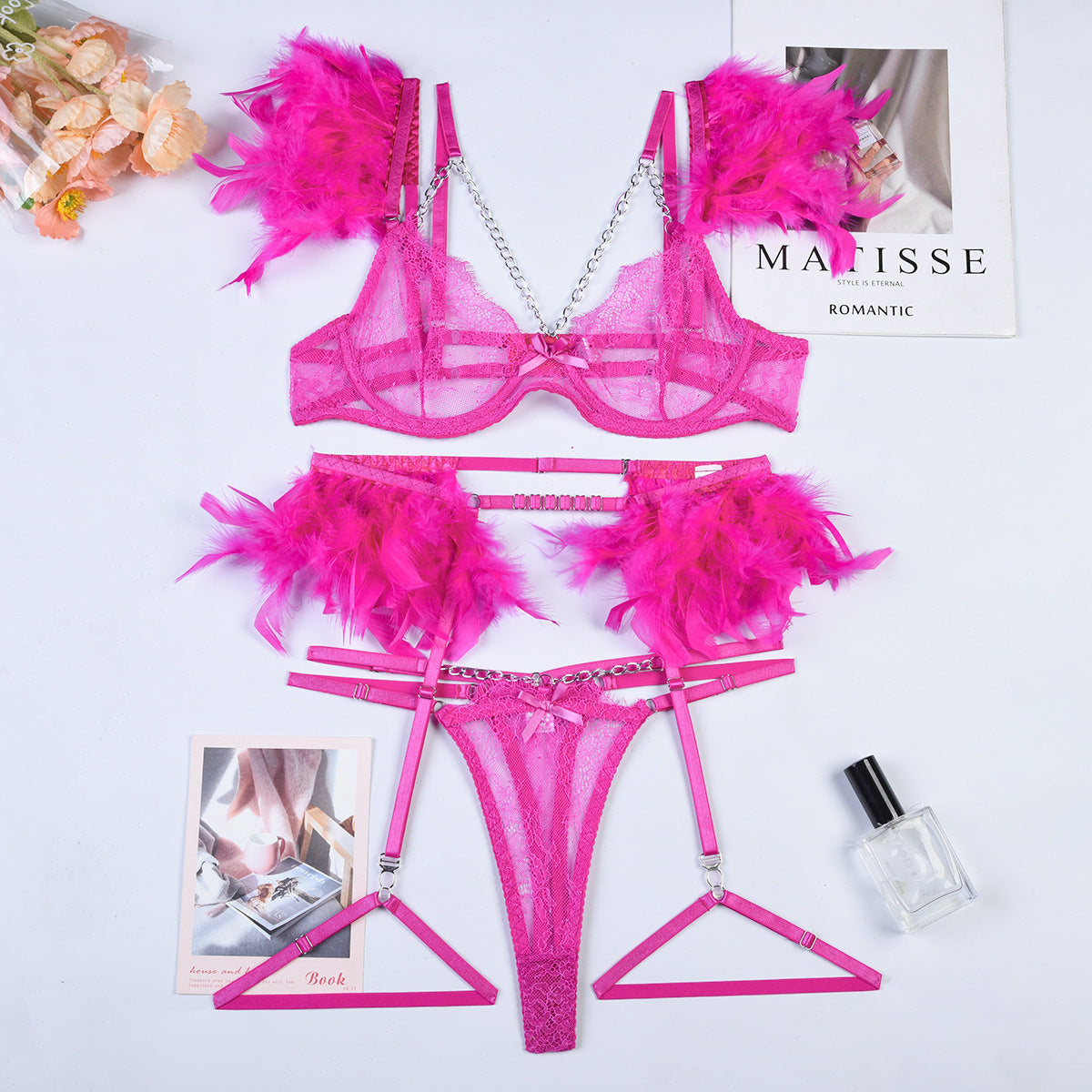 Feather Chains Lace Sexy Lingerie
