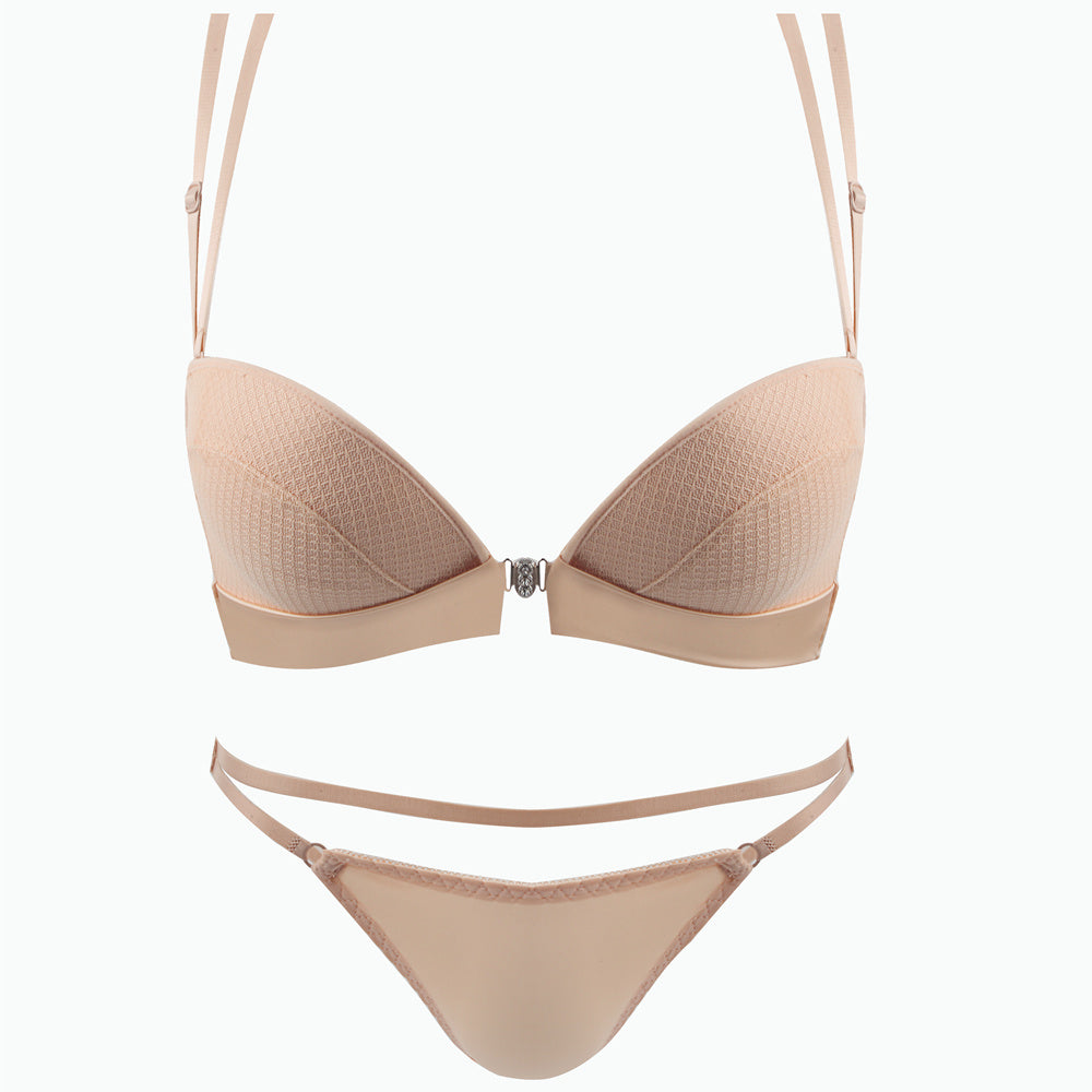Front buckle cross-rimless bra set