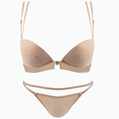 Front buckle cross-rimless bra set