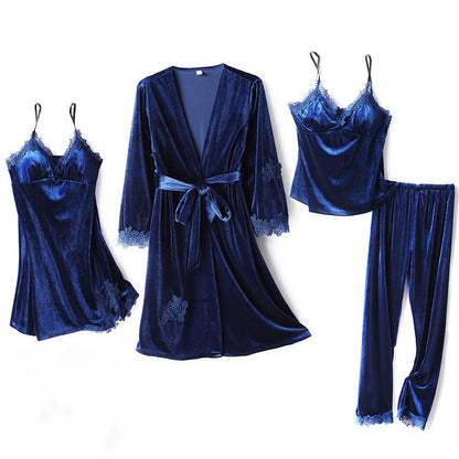 Long-sleeved Sexy Nightgown With Chest Pad