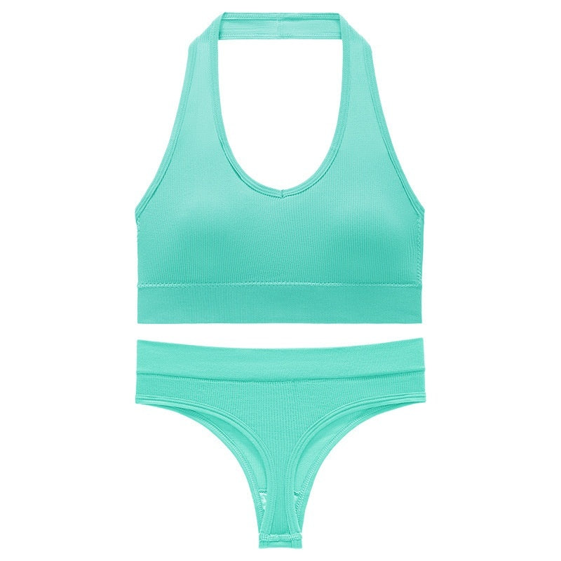 No Underwire Push Up Sports Bra Set