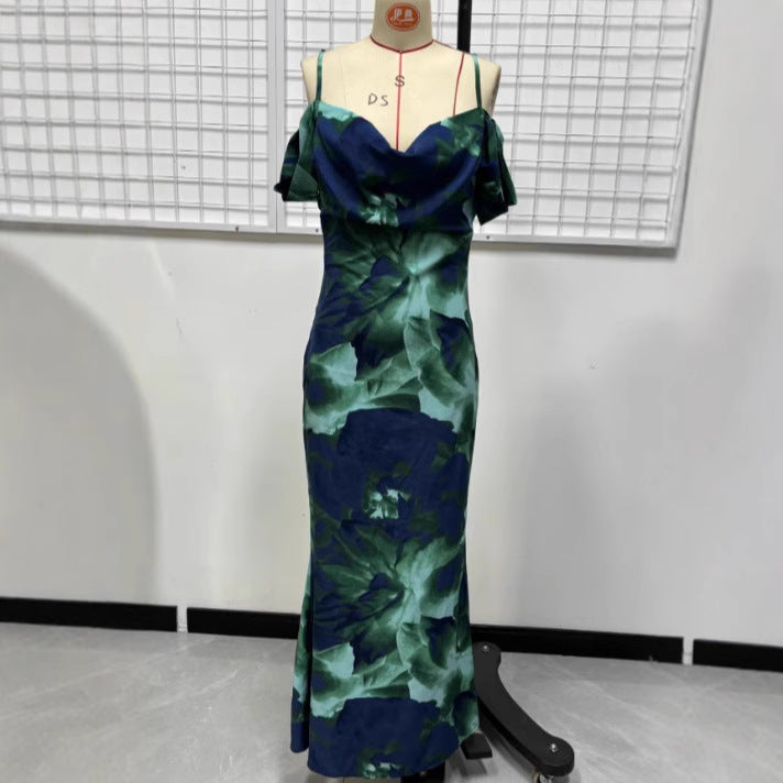 Printed Backless Sexy Sling Lingerie Dress