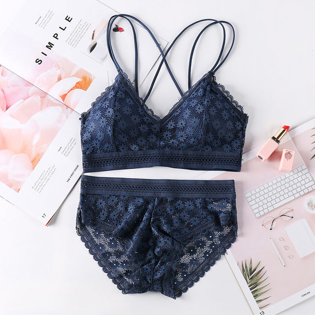 Flower Pattern Lingerie Set