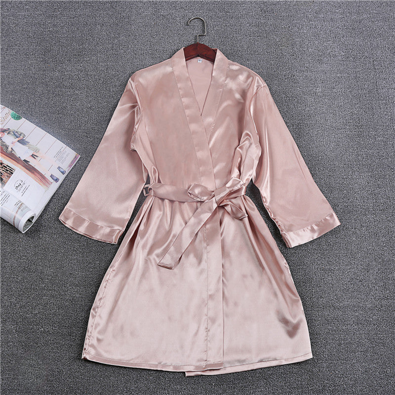 Multicolor Nightgown Ladies Three-Quarter Sleeve Cardigan Robe