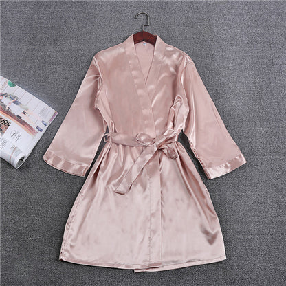 Multicolor Nightgown Ladies Three-Quarter Sleeve Cardigan Robe