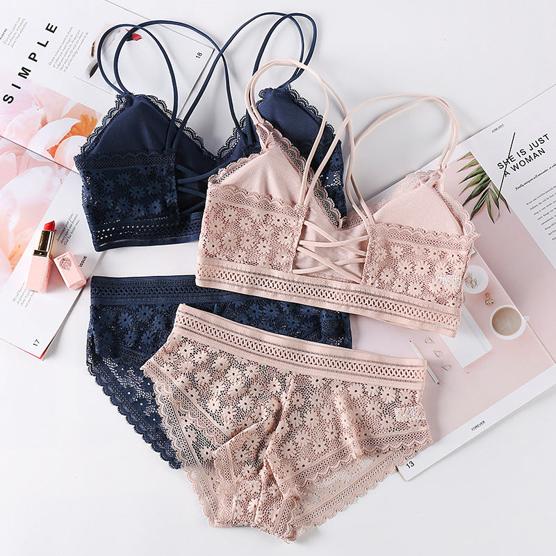 Flower Pattern Lingerie Set