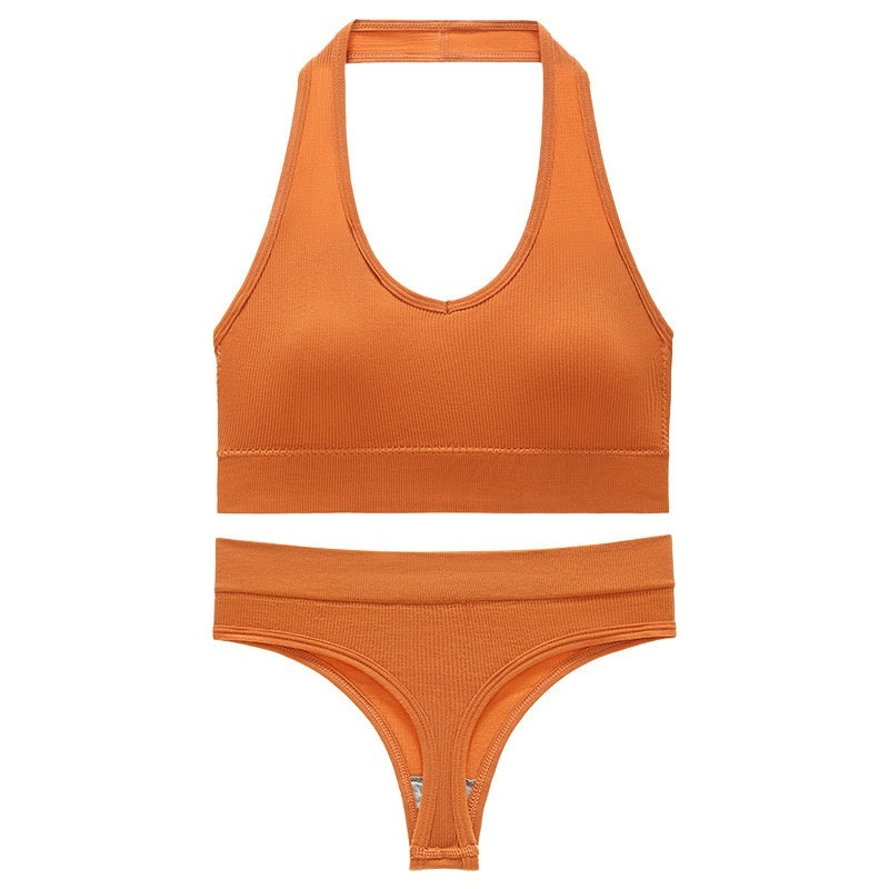 No Underwire Push Up Sports Bra Set