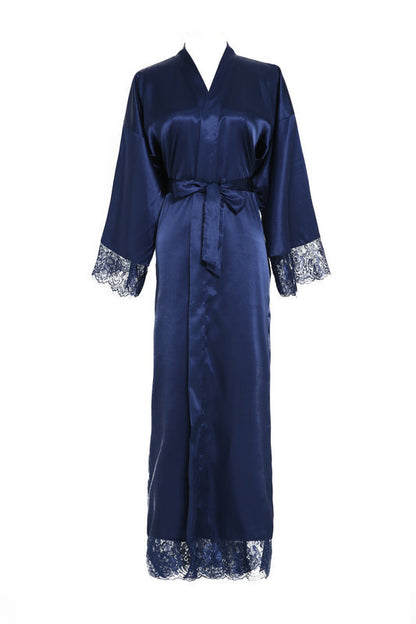 Lace Nightgown Homewear Bridal Dressing Robe Satin StretchSilk Short