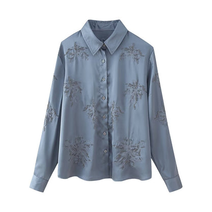 Beaded Long Sleeve Button Down Pajama Set