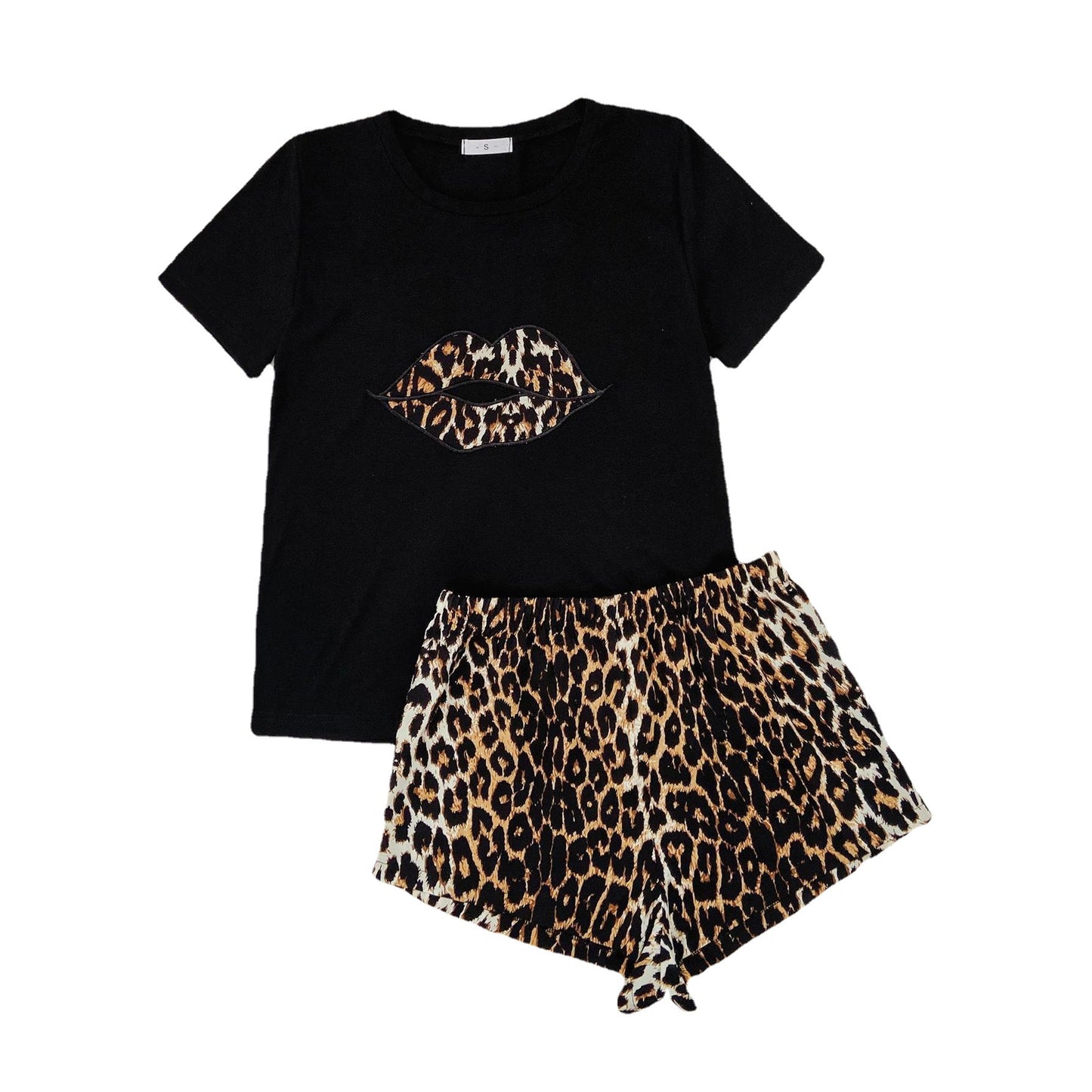 Leopard Print Short Sleeve Pajamas