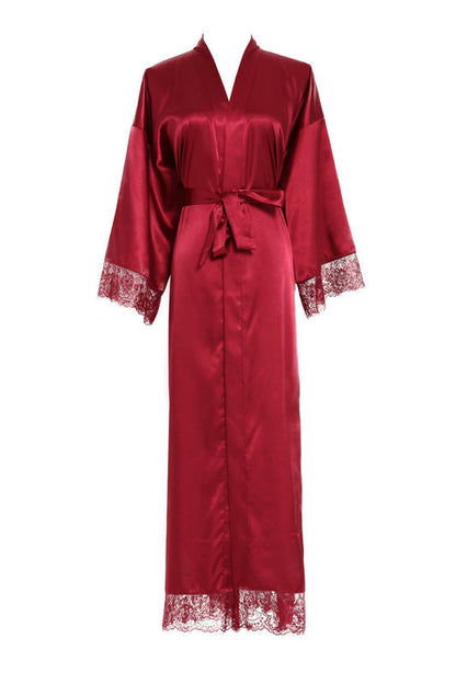 Lace Nightgown Homewear Bridal Dressing Robe Satin StretchSilk Short