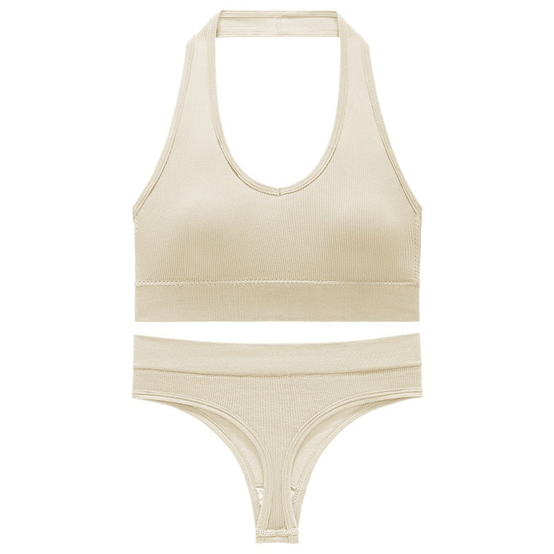 No Underwire Push Up Sports Bra Set