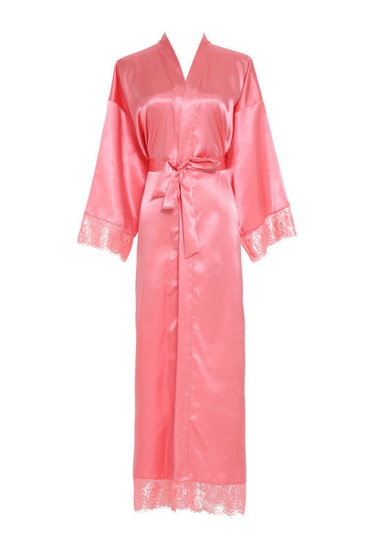 Lace Nightgown Homewear Bridal Dressing Robe Satin StretchSilk Short