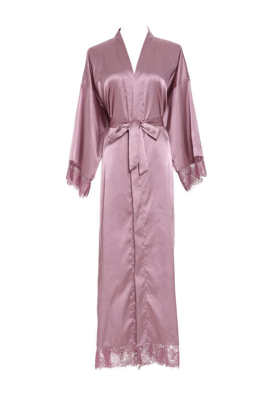 Lace Nightgown Homewear Bridal Dressing Robe Satin StretchSilk Short