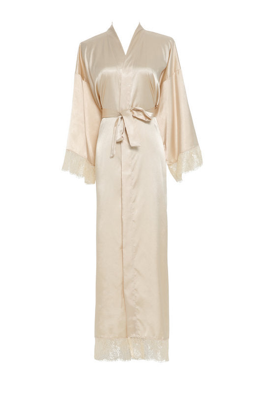 Lace Nightgown Homewear Bridal Dressing Robe Satin StretchSilk Short