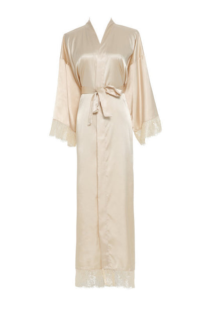 Lace Nightgown Homewear Bridal Dressing Robe Satin StretchSilk Short