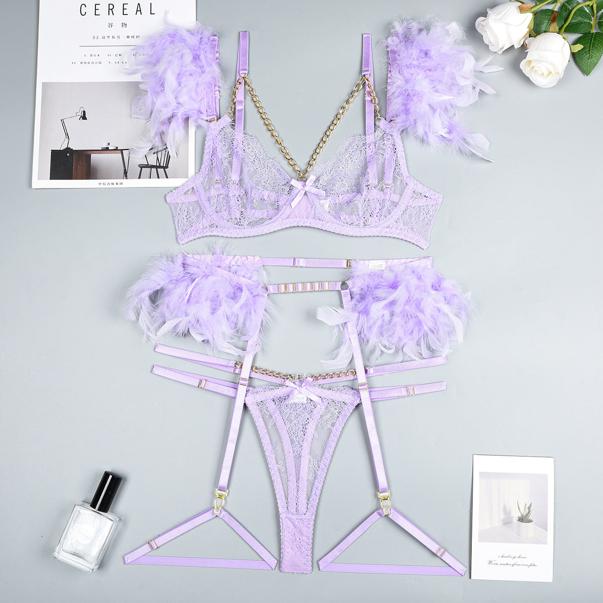 Feather Chains Lace Sexy Lingerie