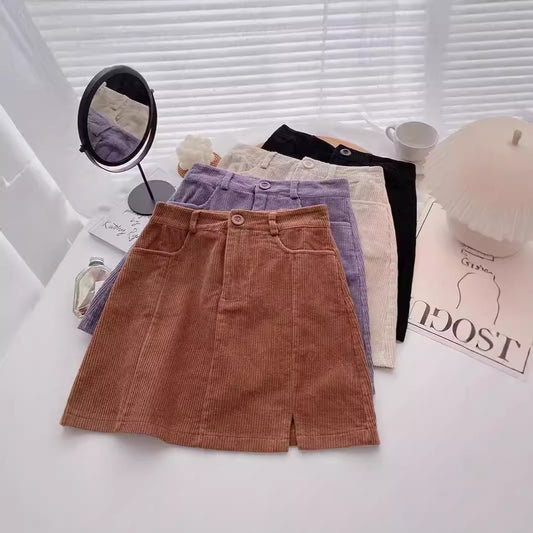 Retro High Waist Slimming Commuting Slim Fit Slit A- Line Skirt