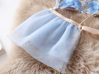 Embroidered Transparent Push Up Bra Set