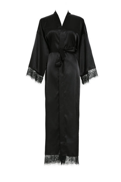 Lace Nightgown Homewear Bridal Dressing Robe Satin StretchSilk Short