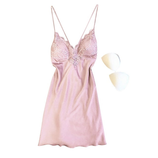 Satin Dress With Cups
