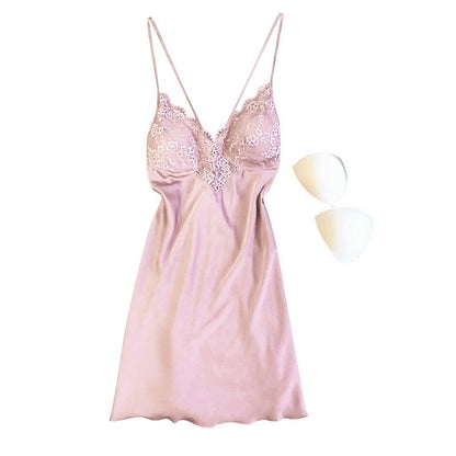 Satin Dress With Cups