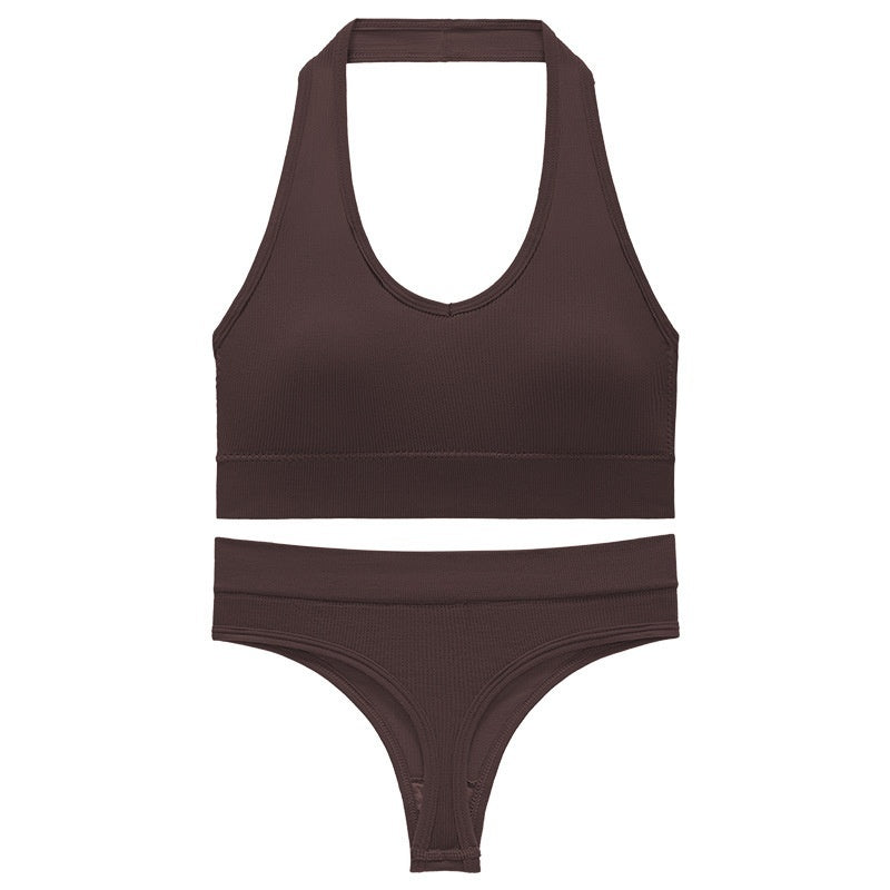 No Underwire Push Up Sports Bra Set