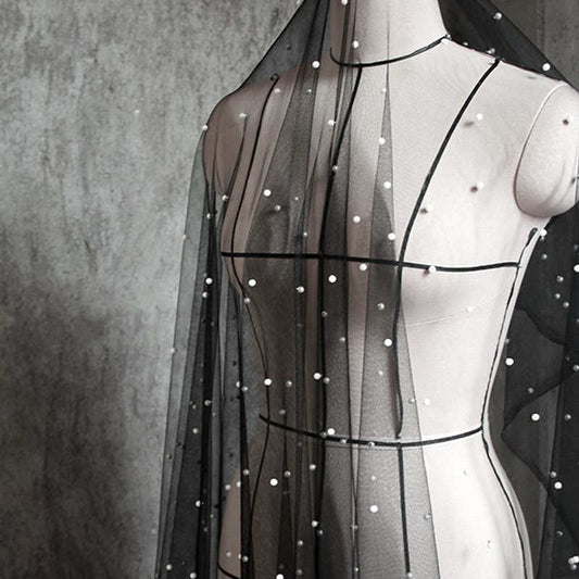 Irregular Beaded Mesh Lace lingerie Dress Sheer Fabric