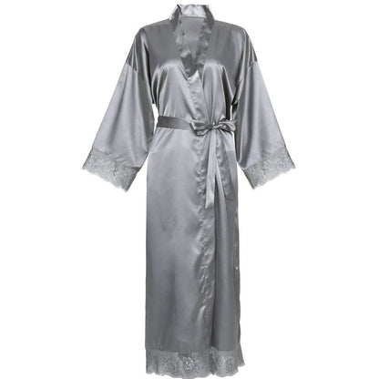 Lace Nightgown Homewear Bridal Dressing Robe Satin StretchSilk Short