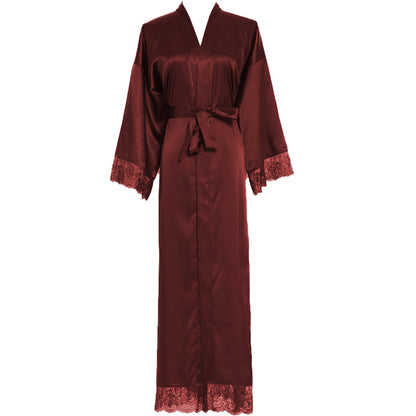 Lace Nightgown Homewear Bridal Dressing Robe Satin StretchSilk Short