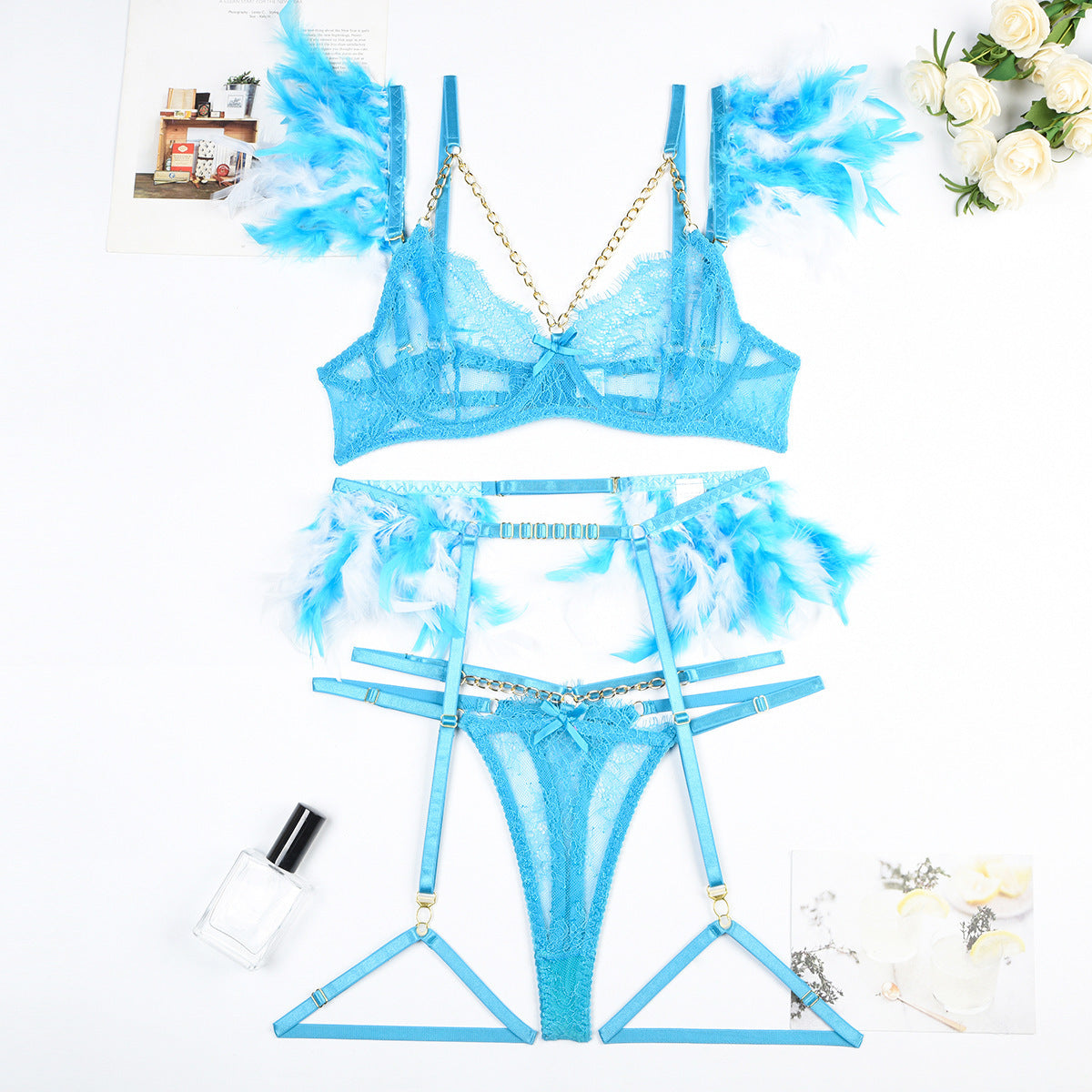 Feather Chains Lace Sexy Lingerie