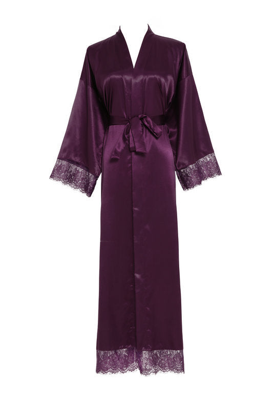Lace Nightgown Homewear Bridal Dressing Robe Satin StretchSilk Short