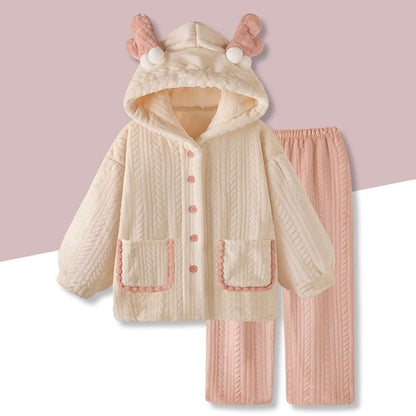 Flannel Long Sleeve Warm Pajama Sets