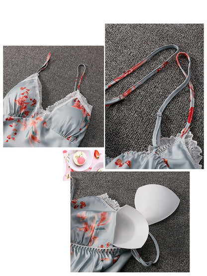 Printed Suspender Nightgown Set