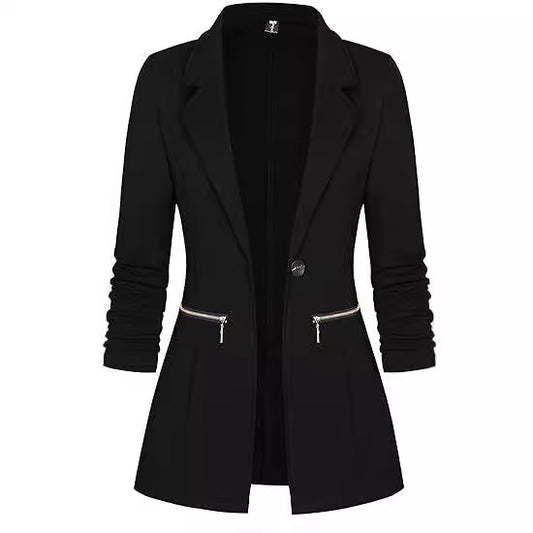 Open-front Lingerie Blazer With Zipper