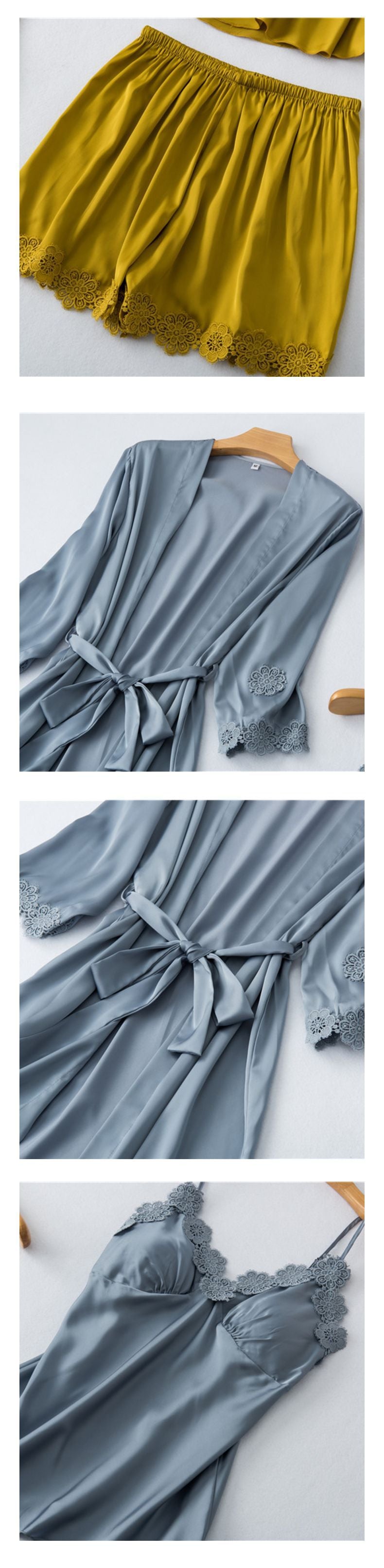 Nightgown set with floral sleeves